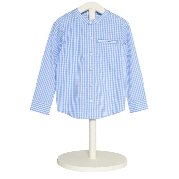 The Baby Trunk Unisex Checked Band Collar Shirt | 2 to 6 Years