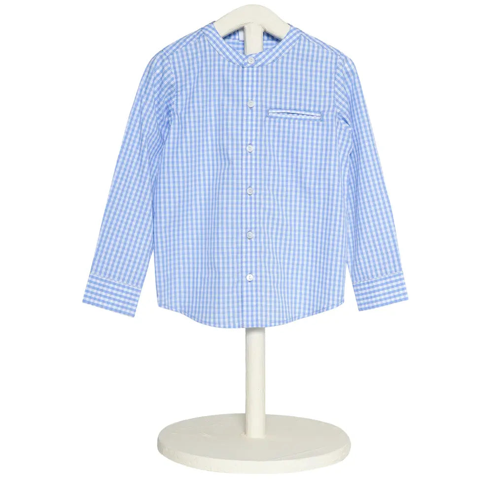 The Baby Trunk Unisex Checked Band Collar Shirt | 0 to 24 Months