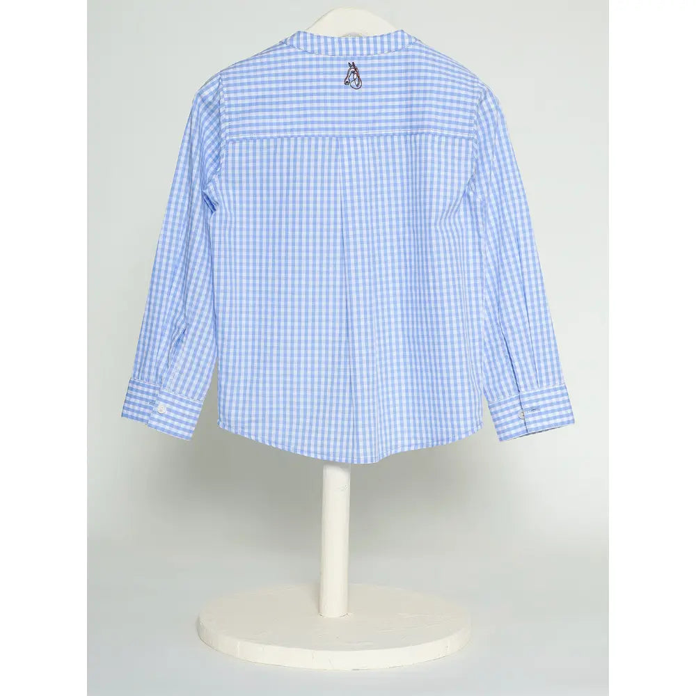 The Baby Trunk Unisex Checked Band Collar Shirt | 2 to 6 Years