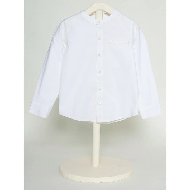 The Baby Trunk Unisex White Band Collar Shirt | 2 to 6 Years