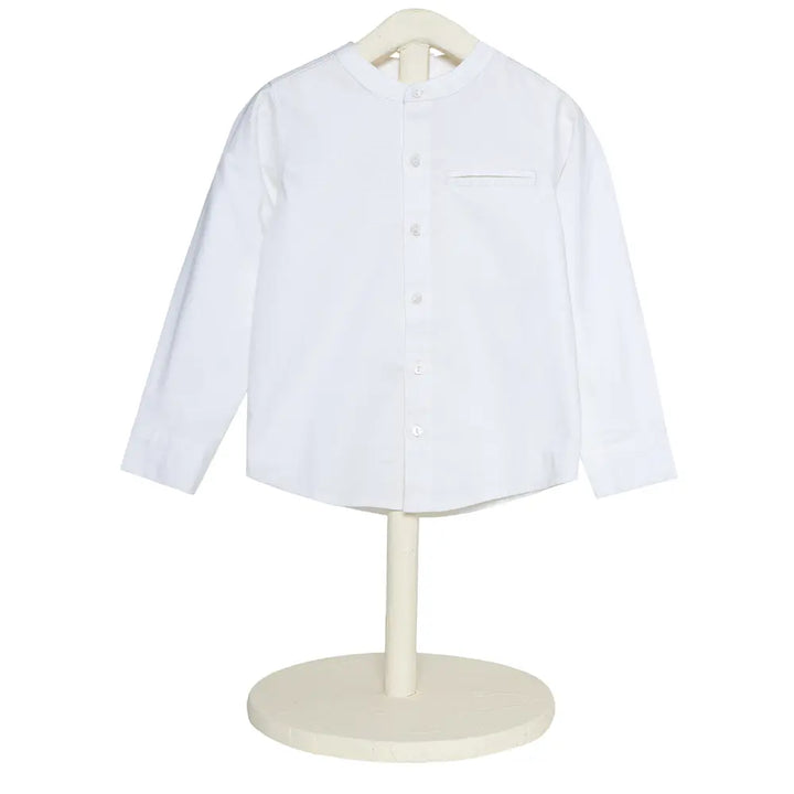 The Baby Trunk Unisex White Band Collar Shirt | 0 to 24 Months