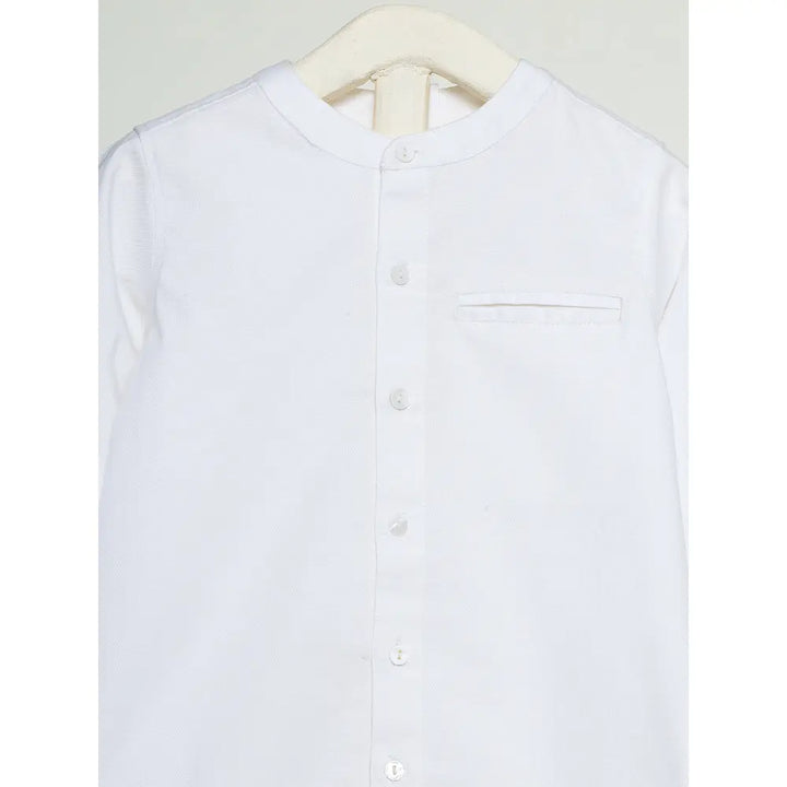 The Baby Trunk Unisex White Band Collar Shirt | 2 to 6 Years