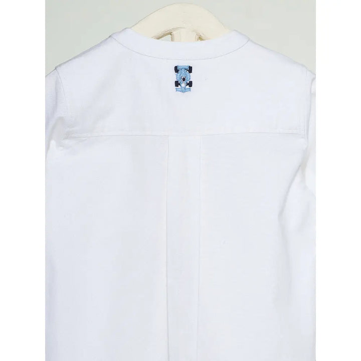 The Baby Trunk Unisex White Band Collar Shirt | 2 to 6 Years