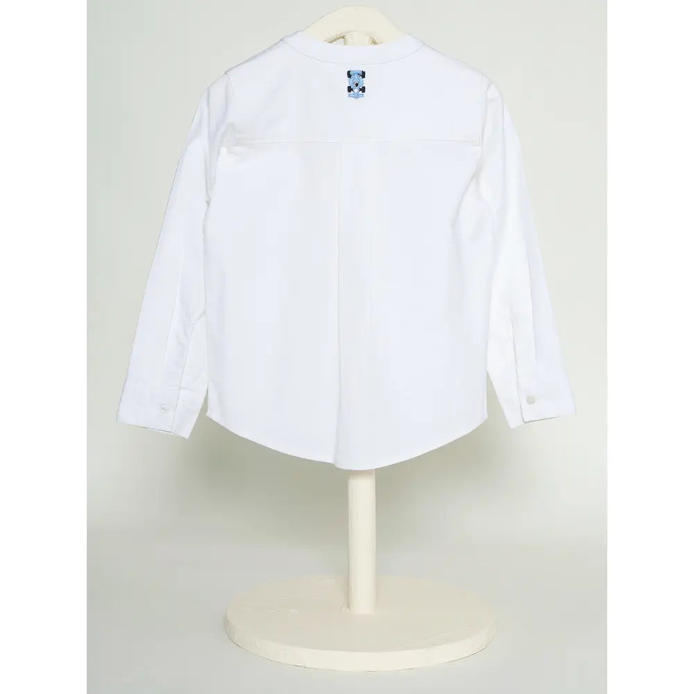 The Baby Trunk Unisex White Band Collar Shirt | 2 to 6 Years