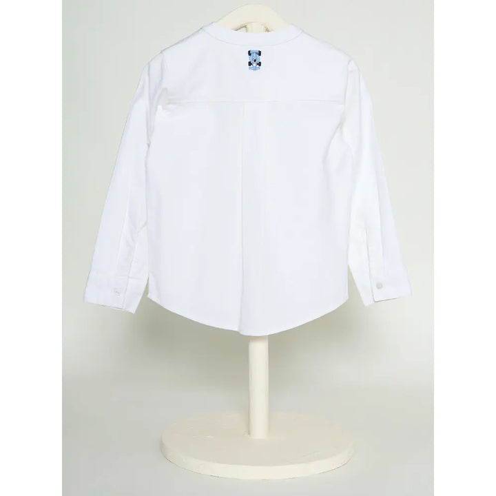 The Baby Trunk Unisex White Band Collar Shirt | 2 to 6 Years