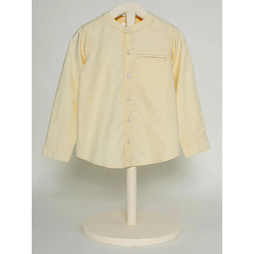The Baby Trunk Unisex Yellow Band Collar Shirt | 0 to 24 Months