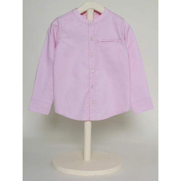 The Baby Trunk Unisex Pink Band Collar Shirt | 0 to 24 Months