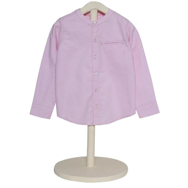 The Baby Trunk Unisex Pink Band Collar Shirt | 0 to 24 Months