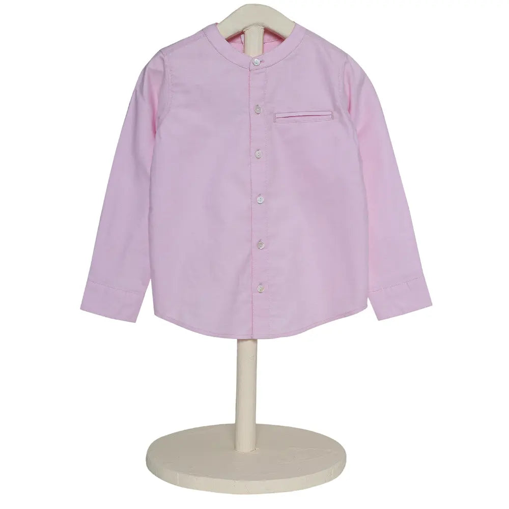 The Baby Trunk Unisex Pink Band Collar Shirt | 2 to 6 Years