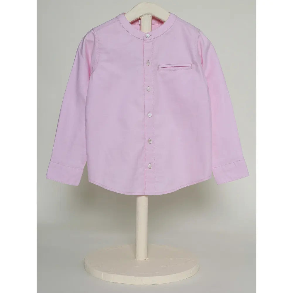 The Baby Trunk Unisex Pink Band Collar Shirt | 2 to 6 Years