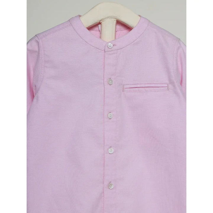 The Baby Trunk Unisex Pink Band Collar Shirt | 0 to 24 Months