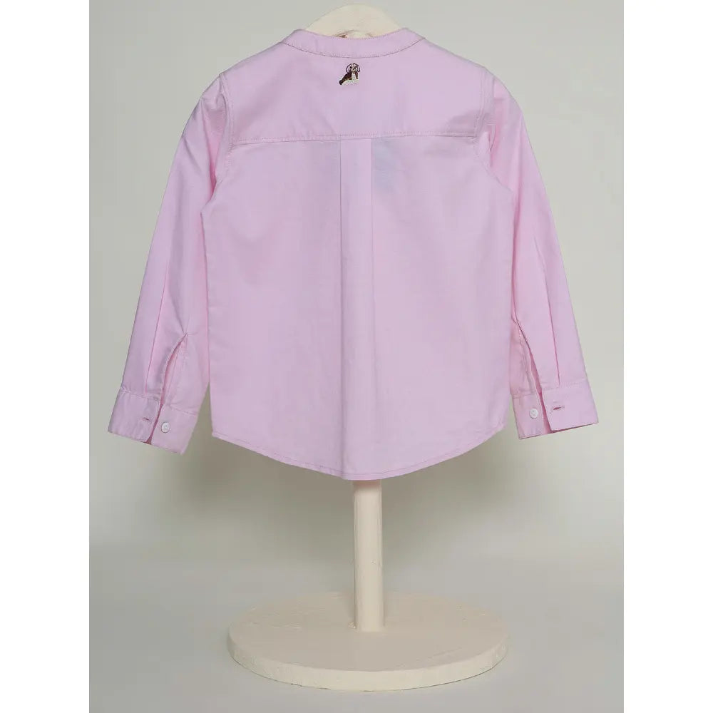 The Baby Trunk Unisex Pink Band Collar Shirt | 0 to 24 Months