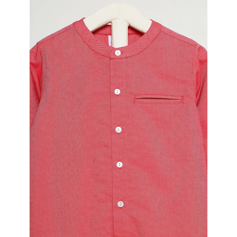 The Baby Trunk Unisex Coral Band Collar Shirt | 0 to 24 Months