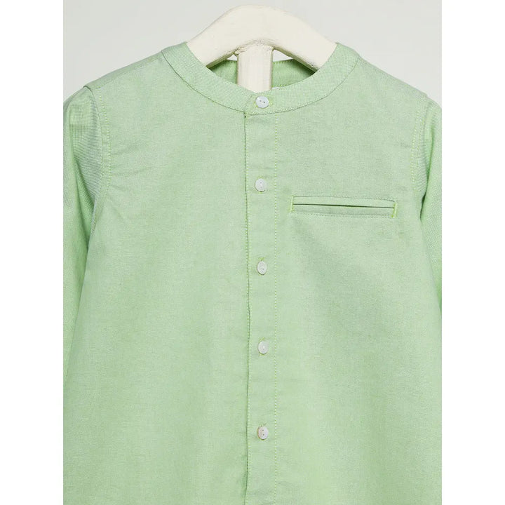 The Baby Trunk Unisex Green Band Collar Shirt | 0 to 24 Months