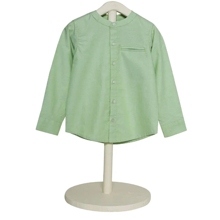 The Baby Trunk Unisex Green Band Collar Shirt | 2 to 6 Years