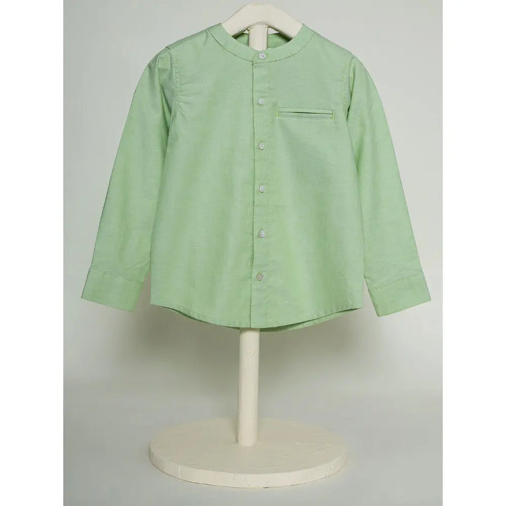 The Baby Trunk Unisex Green Band Collar Shirt | 2 to 6 Years