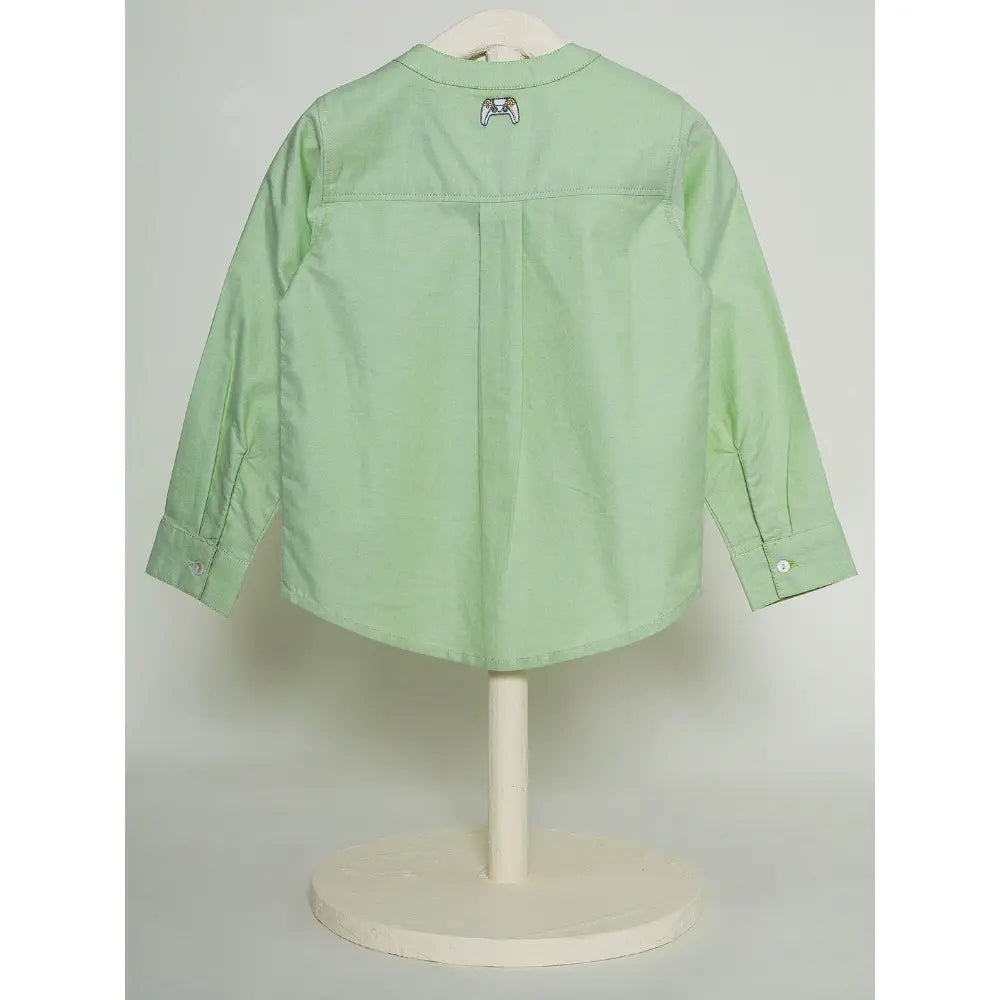 The Baby Trunk Unisex Green Band Collar Shirt | 0 to 24 Months