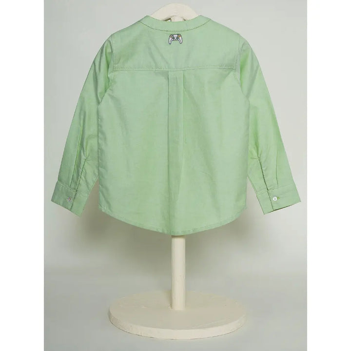 The Baby Trunk Unisex Green Band Collar Shirt | 0 to 24 Months