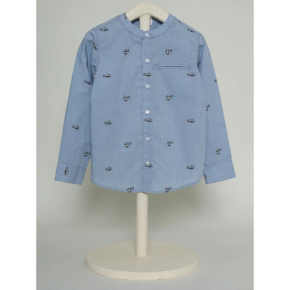 The Baby Trunk Unisex Happy Panda Band Collar Shirt | 2 to 4 Years