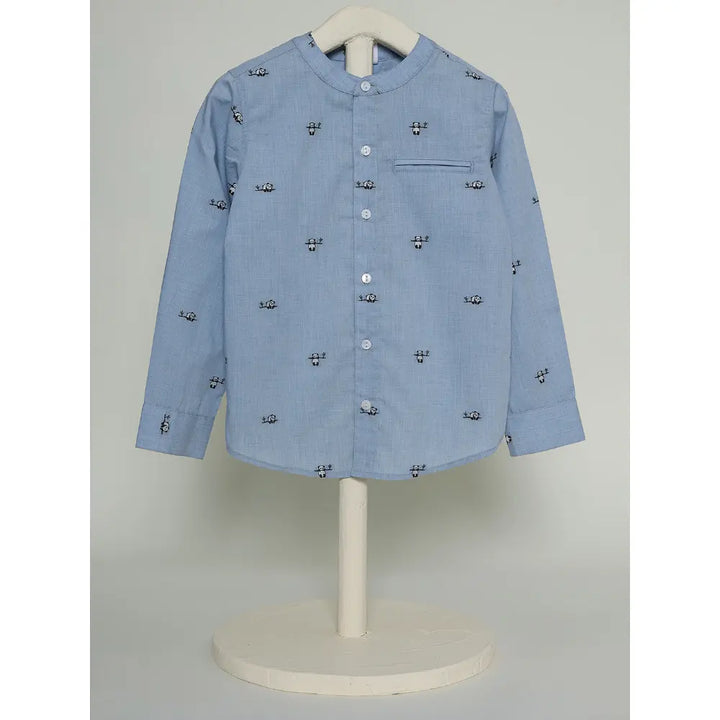The Baby Trunk Unisex Happy Panda Band Collar Shirt | 2 to 4 Years