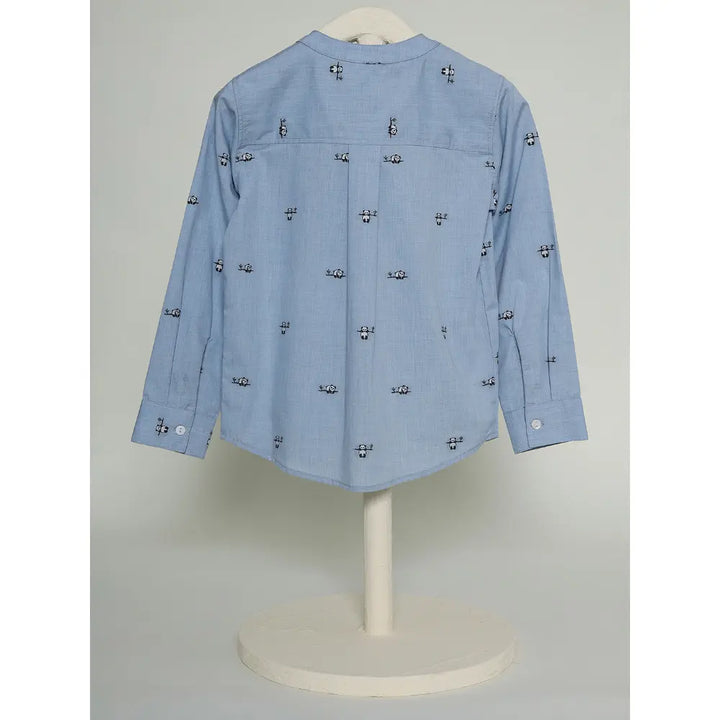 The Baby Trunk Unisex Happy Panda Band Collar Shirt | 2 to 4 Years