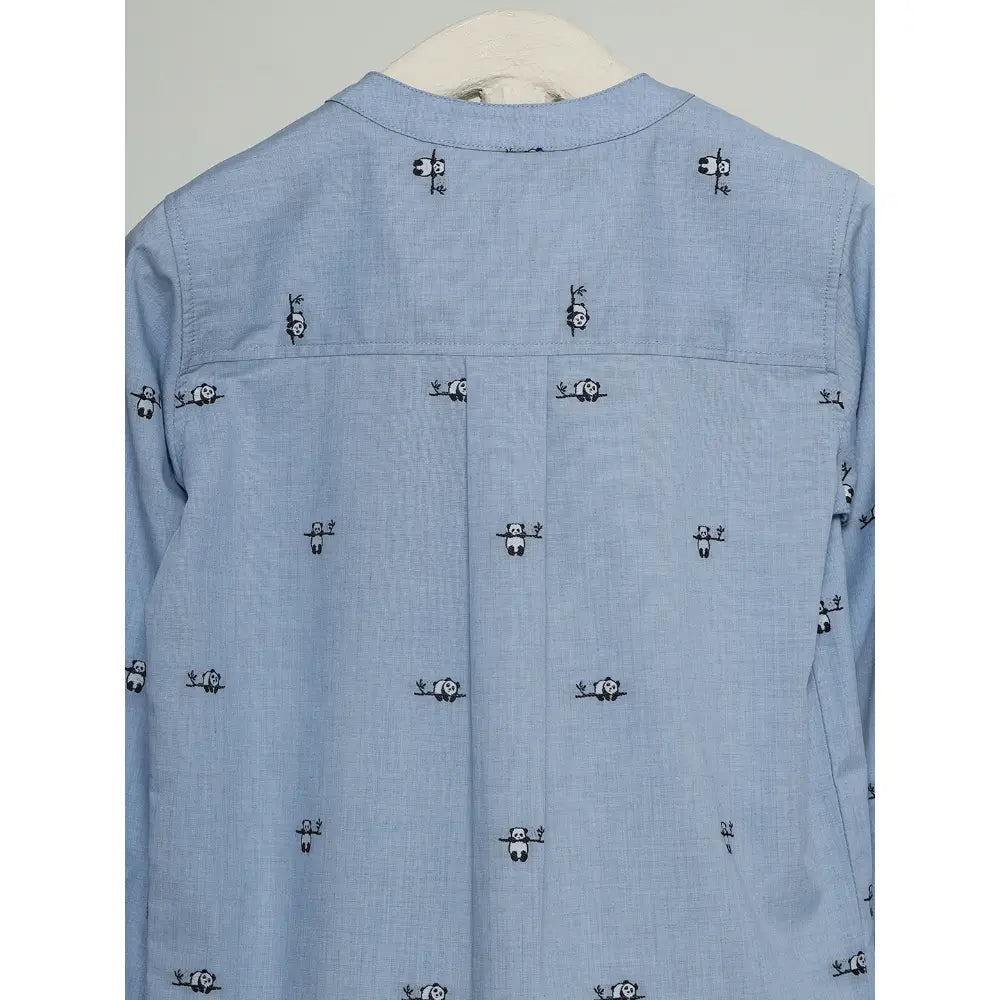 The Baby Trunk Unisex Happy Panda Band Collar Shirt | 2 to 4 Years