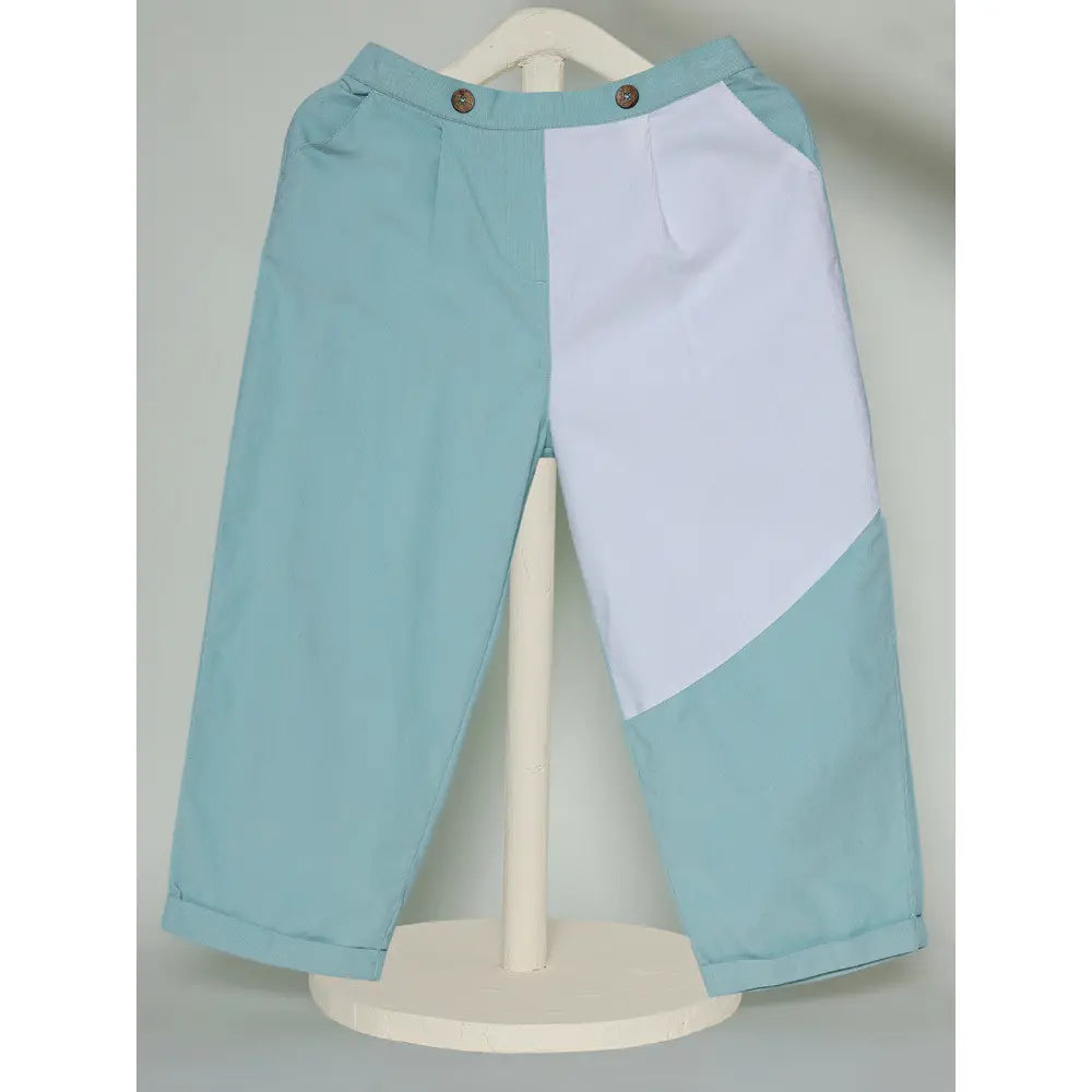 The Baby Trunk Unisex Comfy Patch Pants - Sea Blue and White