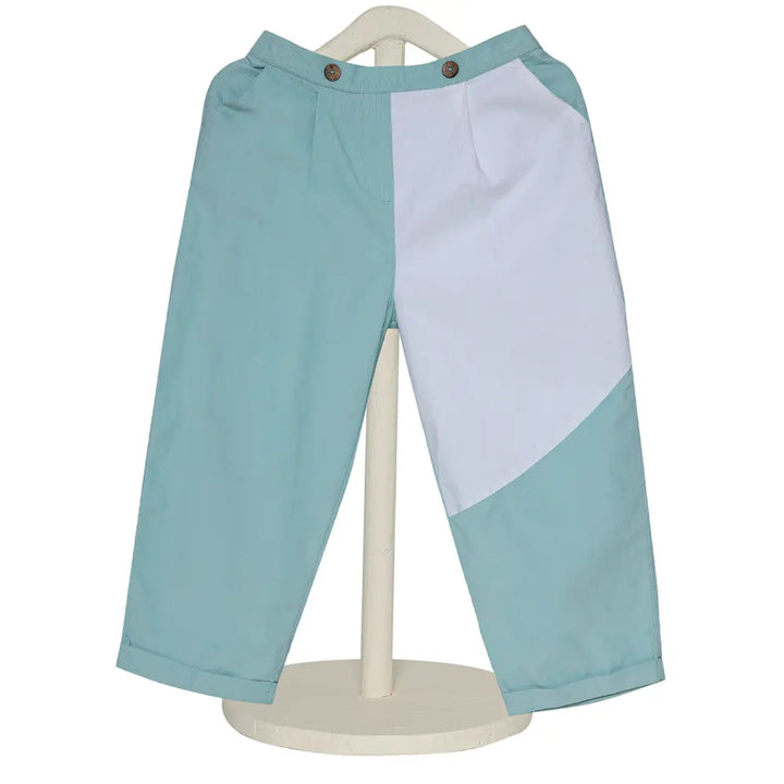 The Baby Trunk Unisex Comfy Patch Pants - Sea Blue and White