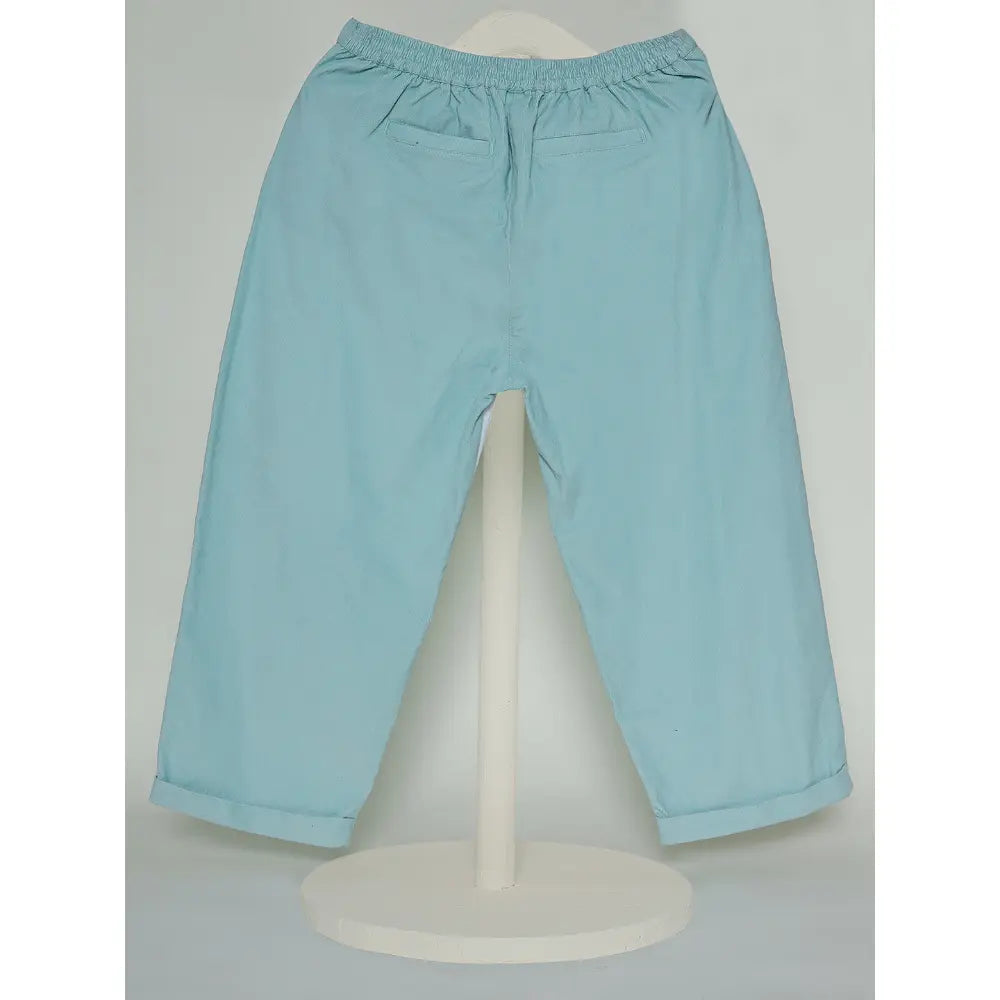 The Baby Trunk Unisex Comfy Patch Pants - Sea Blue and White