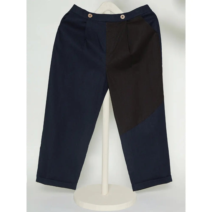 The Baby Trunk Unisex Comfy Patch Pants - Navy and Coffee
