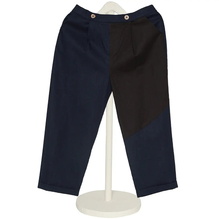 The Baby Trunk Unisex Comfy Patch Pants - Navy and Coffee