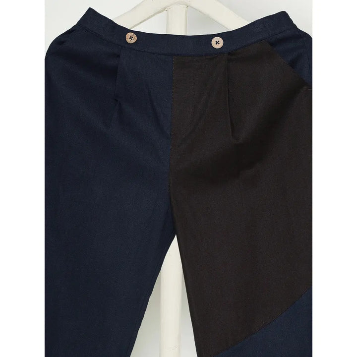 The Baby Trunk Unisex Comfy Patch Pants - Navy and Coffee