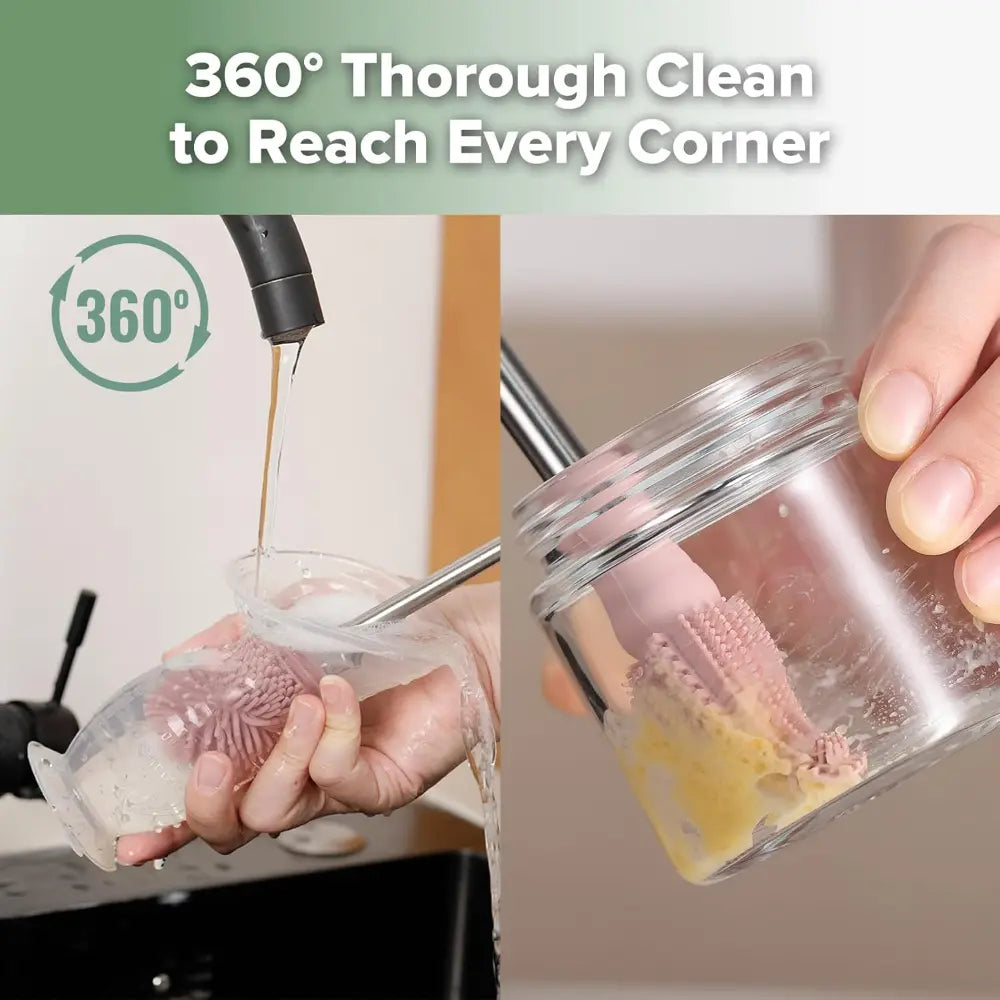 Haakaa Double-Ended Silicone Brush – Dual-Sided Cleaning for Bottles &amp; Teats – Blush