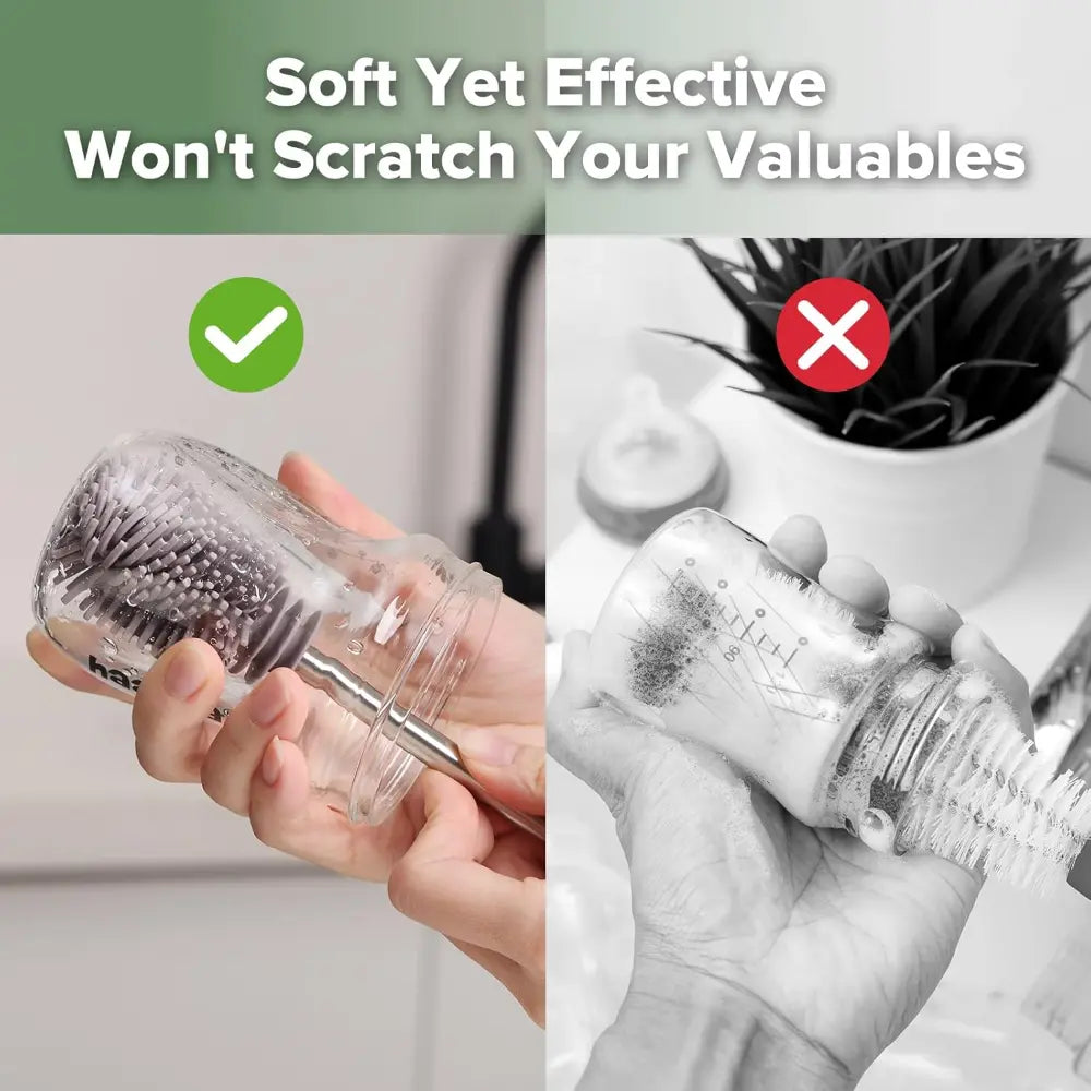 Haakaa Double-Ended Silicone Brush – Dual-Sided Cleaning for Bottles &amp; Teats – Suva Grey