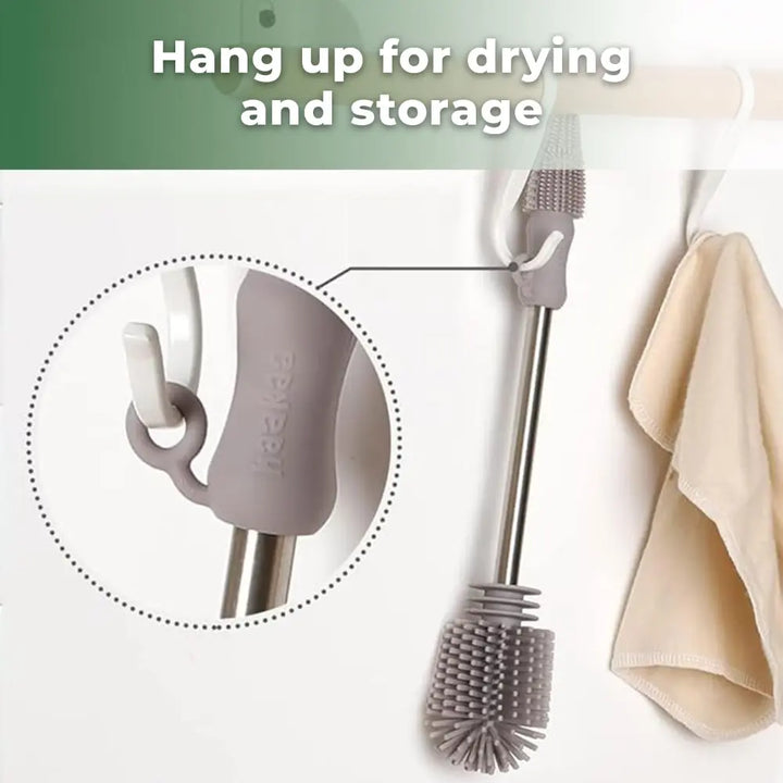 Haakaa Double-Ended Silicone Brush – Dual-Sided Cleaning for Bottles &amp; Teats – Suva Grey