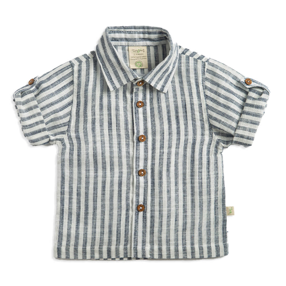 Tiny Twig Woven Shirt - Navy Stripes