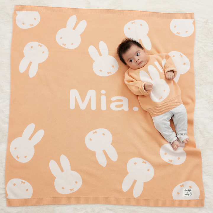 NamelyCo Miffy Name Blanket - Peach Fuzz