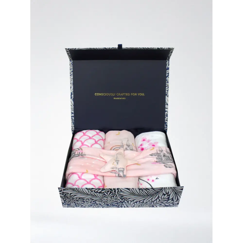 Malabar Baby Swaddle Wrap Blanket Set for Newborn Baby, Baby Shower Gift Set - Fairy Tale