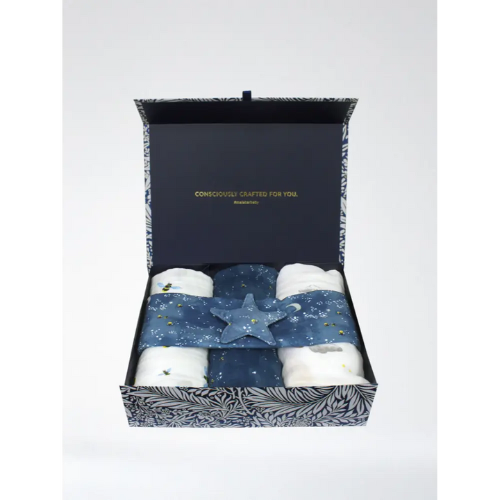 Malabar Baby Swaddle Wrap Blanket Set for Newborn Baby, Baby Shower Gift Set, Starry Night