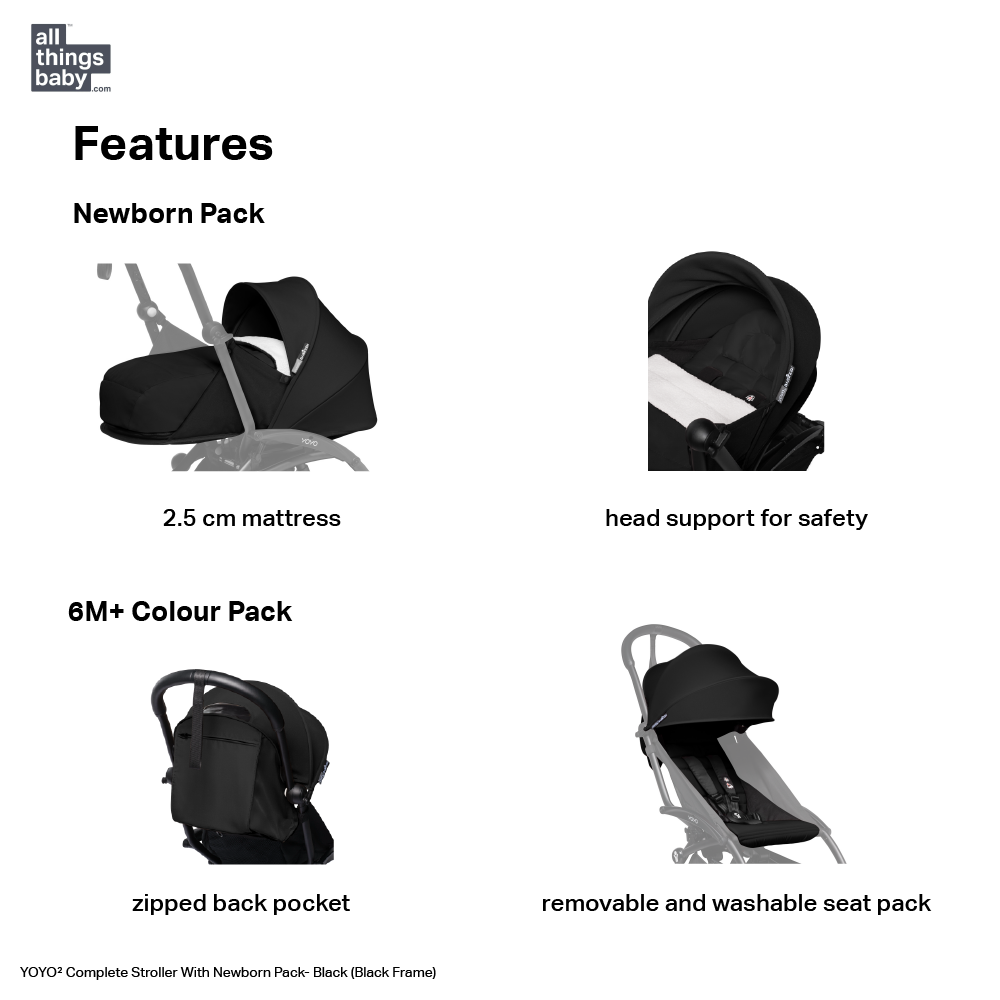 YOYO² Complete Stroller With Newborn Pack- Black Frame