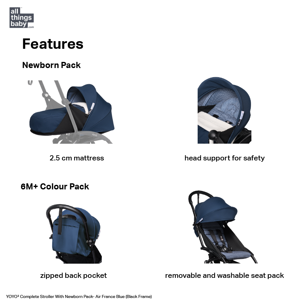 YOYO² Complete Stroller With Newborn Pack- Black Frame