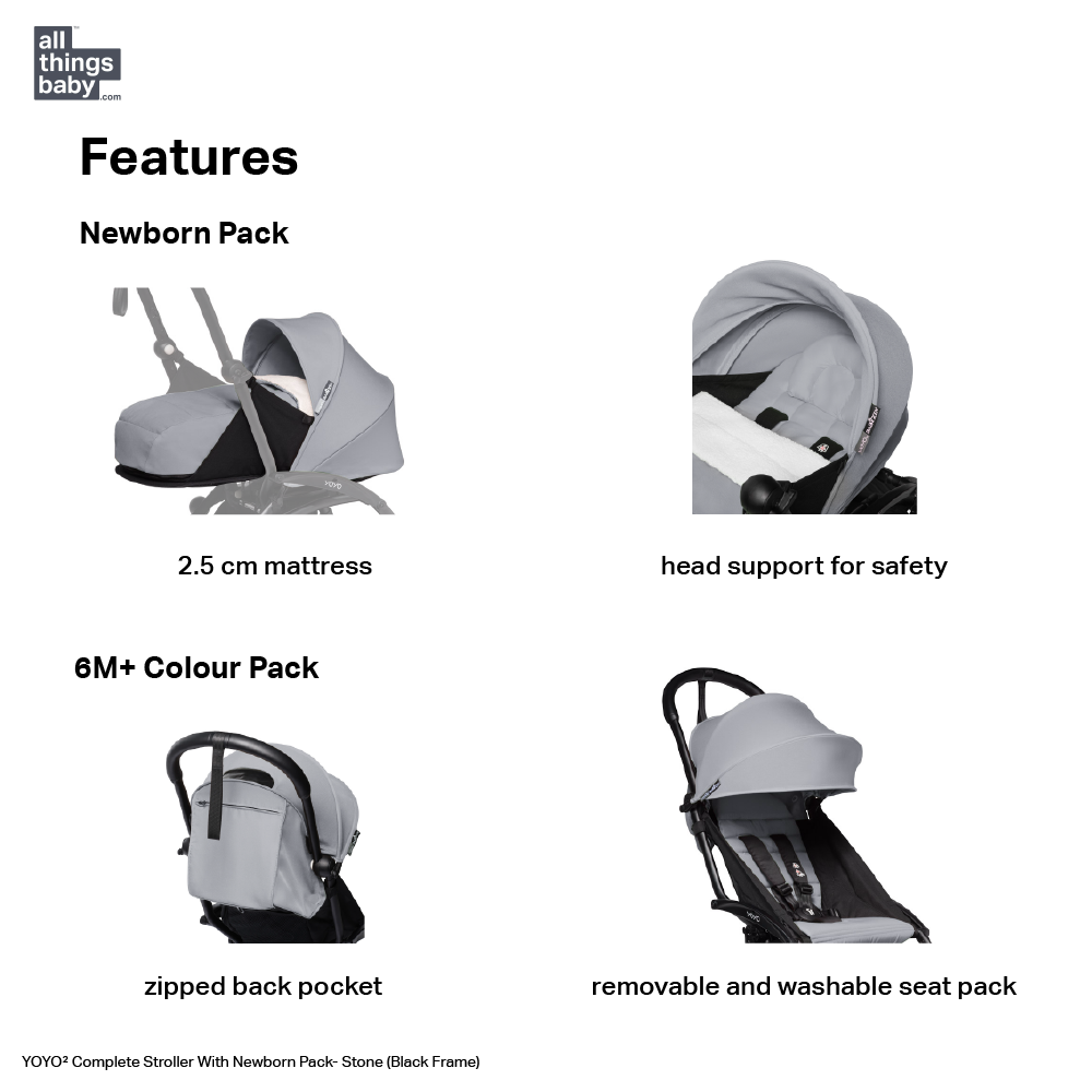 YOYO² Complete Stroller With Newborn Pack- Black Frame