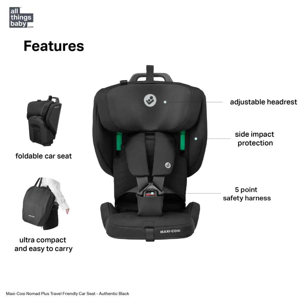 Maxi-Cosi Nomad Plus Travel Friendly Car Seat - Authentic Black