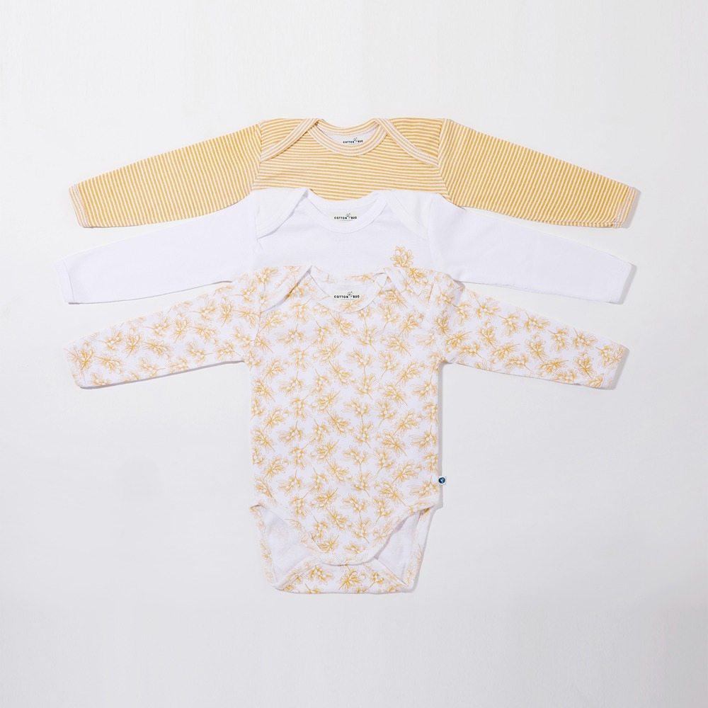 Cotton Bug Full Sleeves Romper - Set of 3 - Olive