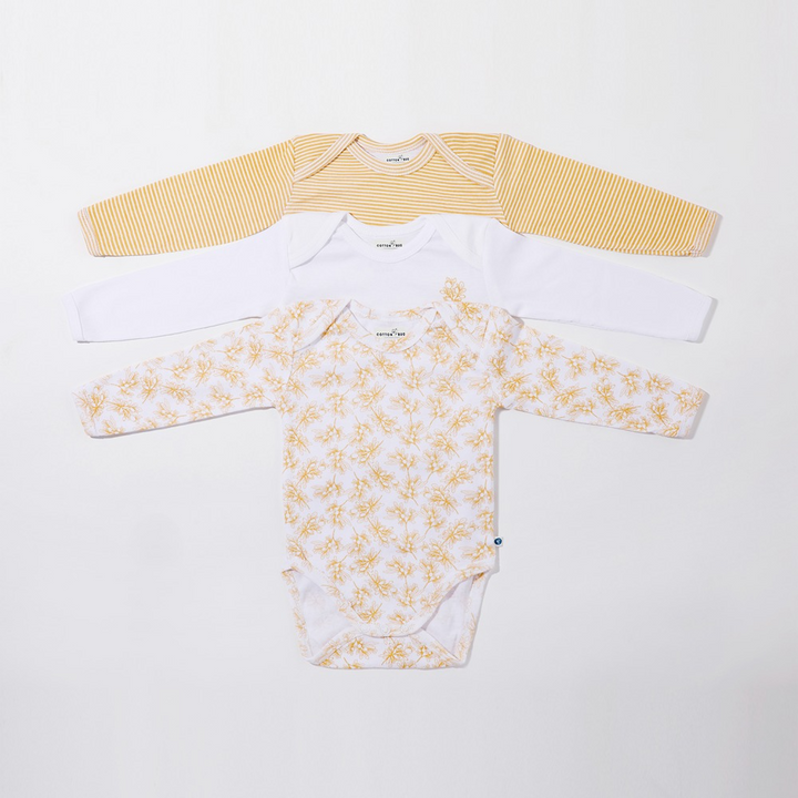 Cotton Bug Full Sleeves Romper - Set of 3 - Olive