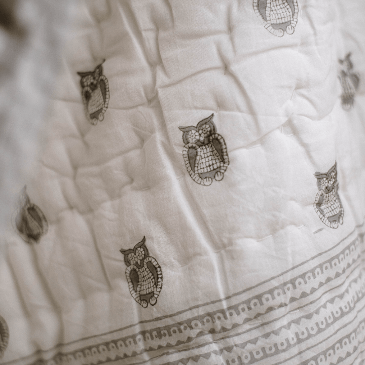 Raamae Owl Block Printed Single Quilt
