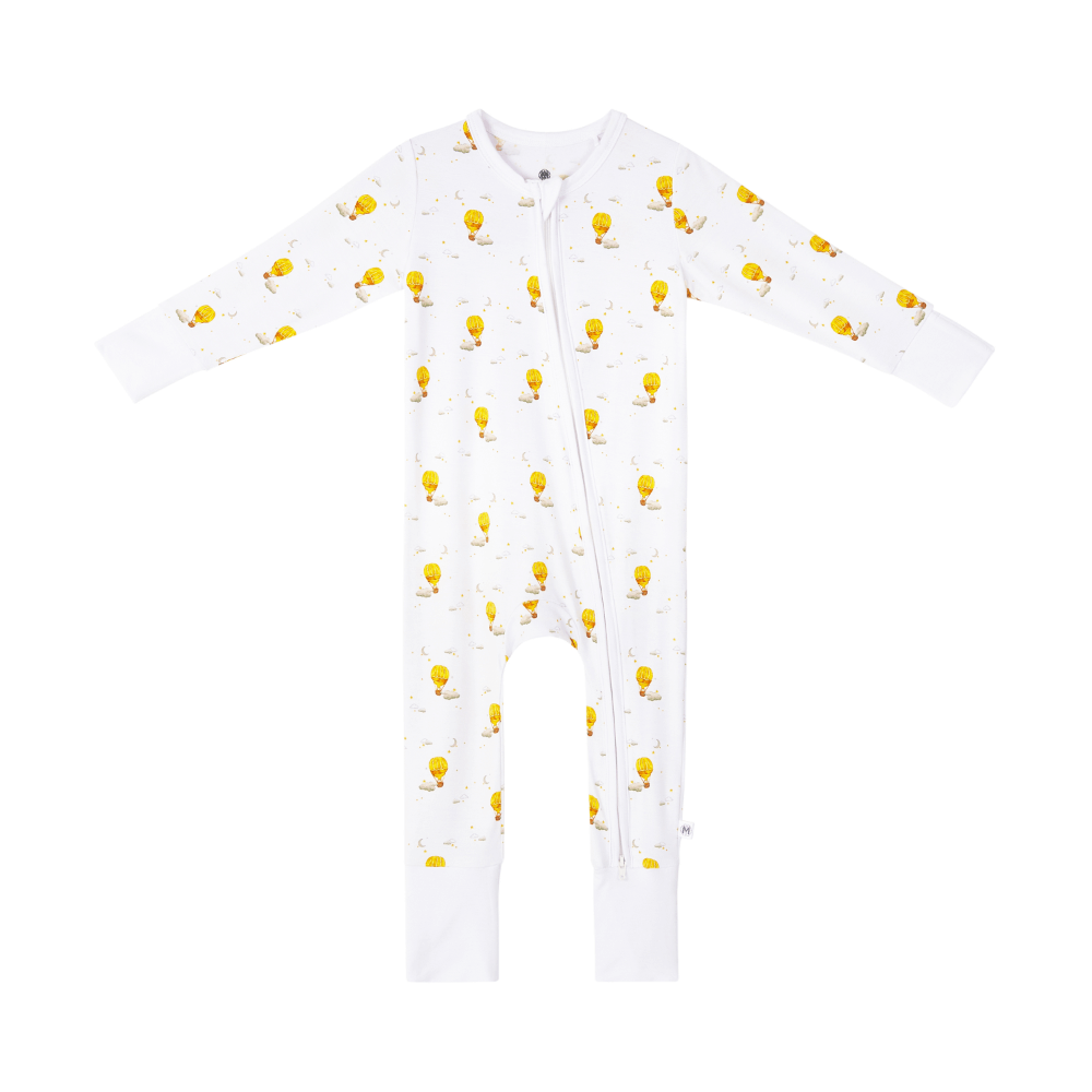 Malabar Baby Onezip Bamboo Romper, Hot Air Balloon