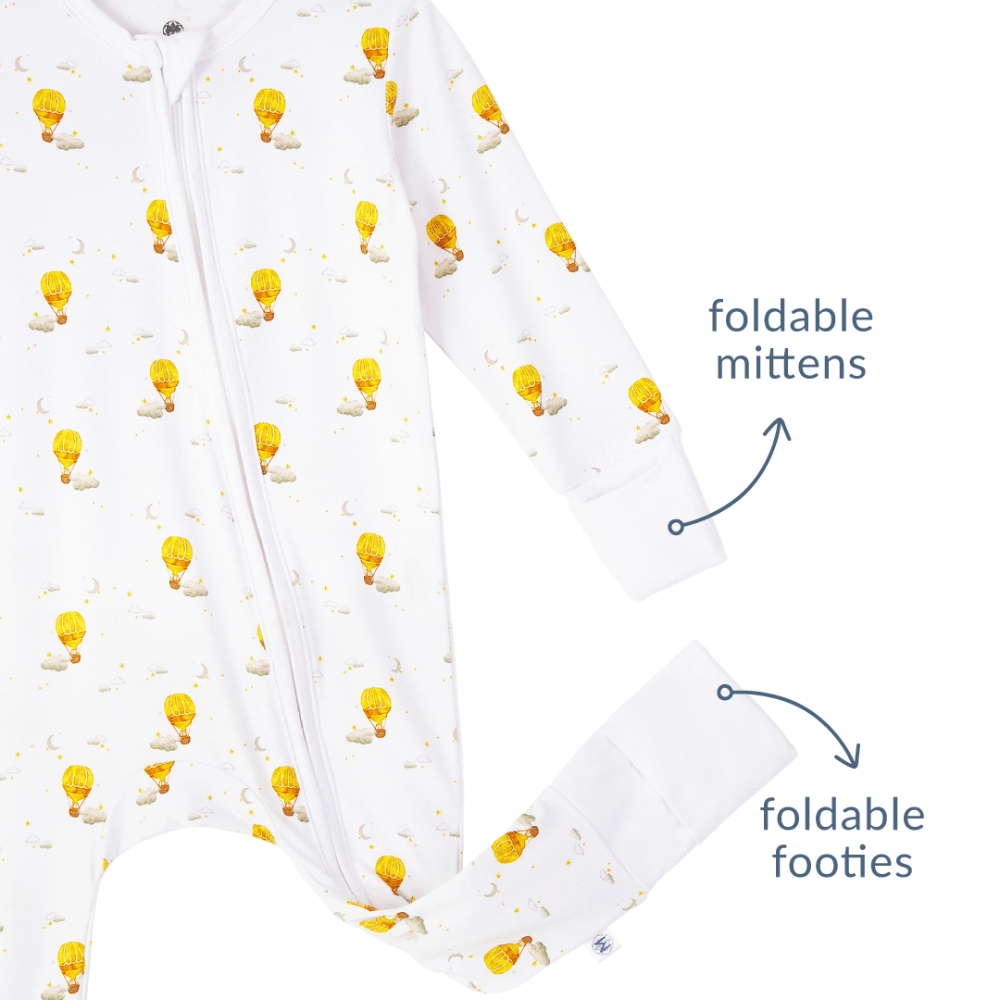 Malabar Baby Onezip Bamboo Romper, Hot Air Balloon