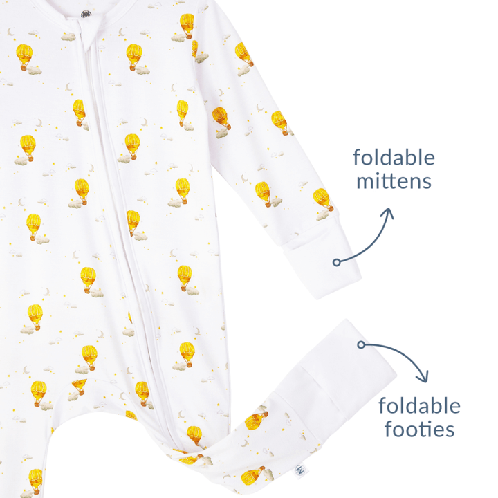 Malabar Baby Onezip Bamboo Romper, Hot Air Balloon
