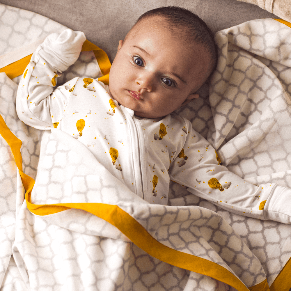 Malabar Baby Onezip Bamboo Romper, Hot Air Balloon